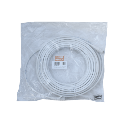 CP6W-150L LINKMADE Cable de conexión multifilar Cat6 U/UTP de 15 metros, color blanco, libre de halógenos (LSZH), con conectores moldeados.