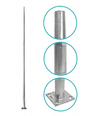 POSTEC-7M Poste Troncoconico 7mt 3mm Placa-260x260x12mm sin-incluir-Canastilla Cono-140/60mm