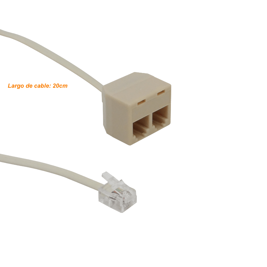 RJ11-CP2 Adaptador en Y con 2 puertos RJ11 hembra y 1 RJ11 macho, configuración 6P4C compatible con RJ14