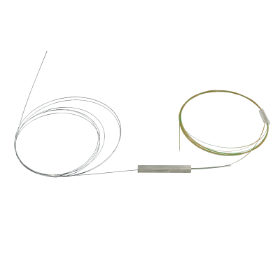 SPLITTER-02B Divisor óptico 1x2 sin conectores para redes EPON/GPON, longitud 1,5m, requiere empalme por fusión, rango 1260-1650nm