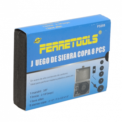 F3255 64-76-89-102-127mm Juego-5piezas Sierras de Corona para Madera Portabrocas-3/8pulgadas
