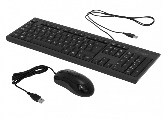 WIRED-KM KENSINGTON Combo Teclado y Ratón con Cable Resistente a Derrames USB-AM Negro