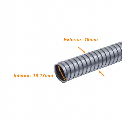 FLEXE20 Solo-Metal 20mm Bobina-50mt Tubería Flexible Diámetros exterior/interior 19/17mm