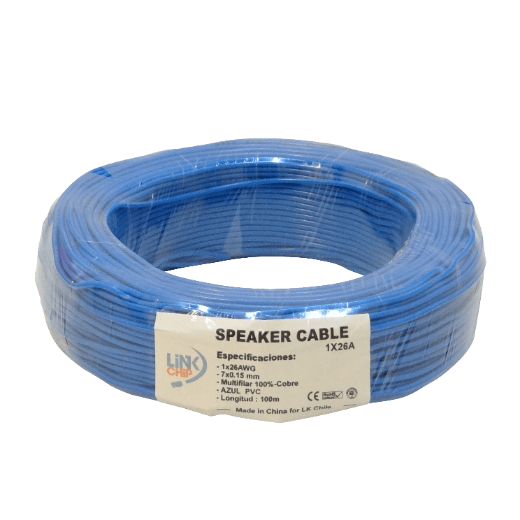 1X26A cable unipolar azul 1x26AWG cobre 0,13mm² bobina 100 metros conductor aislado PVC flexible 7 hilos x 0,15mm