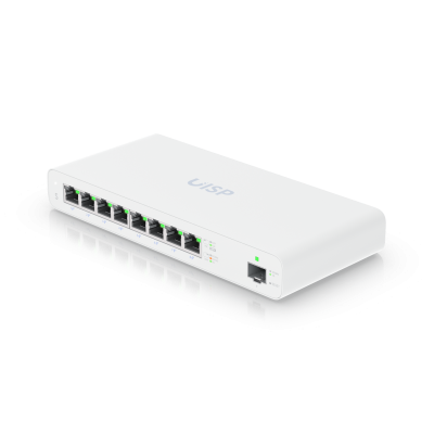 Switch UISP-S Ubiquiti MicroPop con 8 puertos Gigabit PoE Pasivo, 1 puerto SFP, incluye fuente 27V/100W