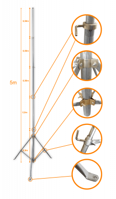 MASTD-5M LINKMADE Poste telescópico liviano galvanizado 5 metros sin necesidad de cuerda