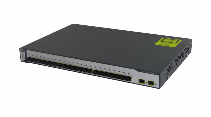 WS-C3750-24FS-S CISCO REFACC 24-MTRJ-100-Fibra 2-SFP-1000 2-Stack Consola Switch Administración