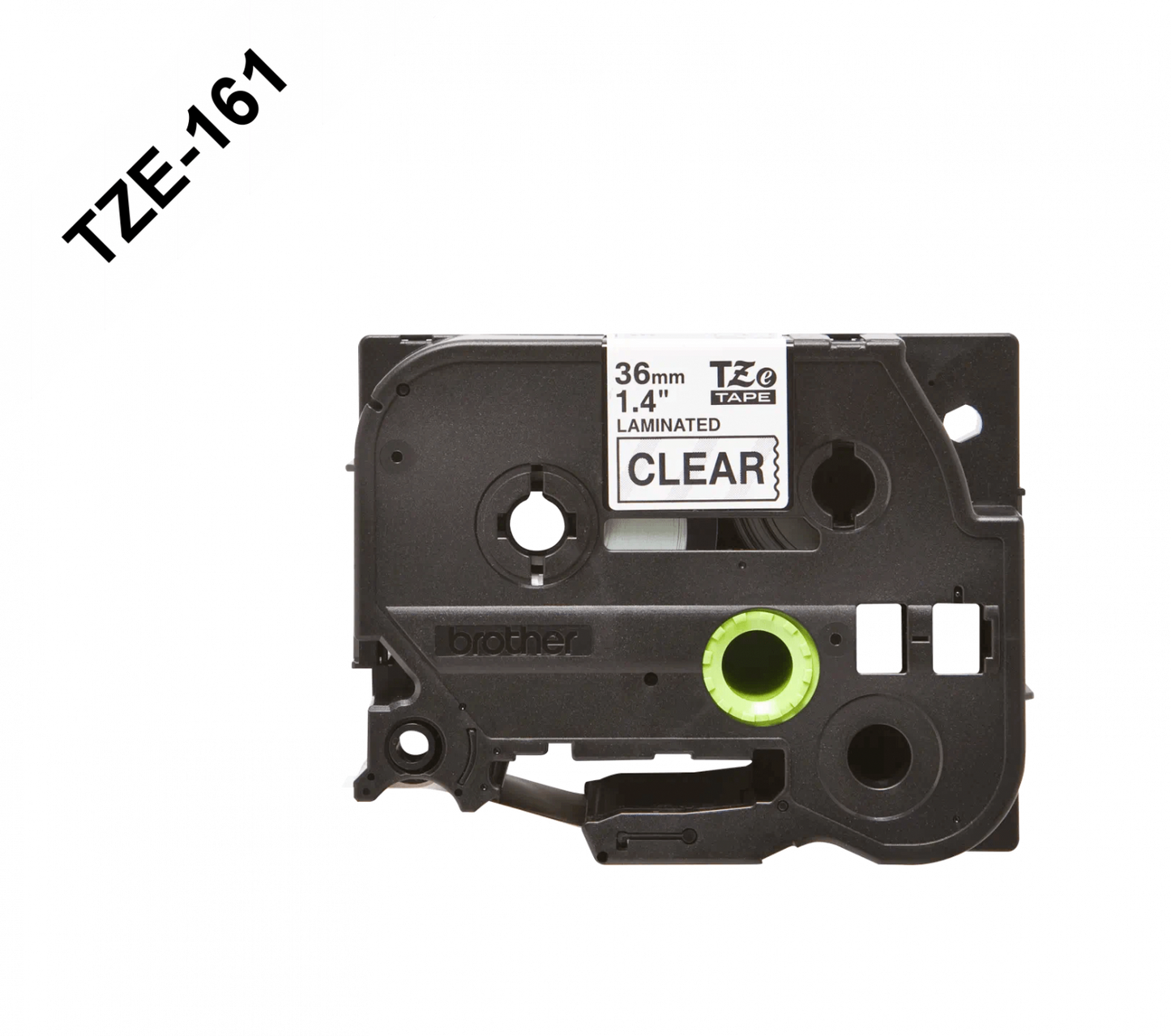 TZE-161 BROTHER 36mm Negro sobre Base Cristal Cinta 8mt para PT-P900W PT9700PC