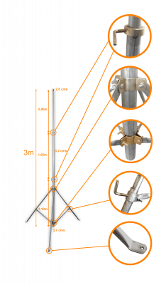 MASTD-3M LINKMADE 3mt Mastil Liviano Telescopico Galvanizado No-req-piola