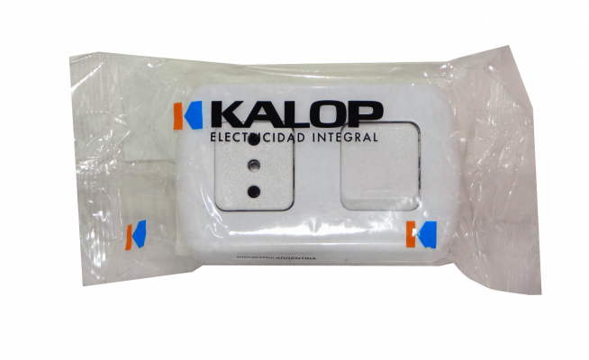 ENCH-INTERRUP KALOP Interruptor con Toma de Corriente Superficial Blanco con Conexión a Tierra Tekna KS39674