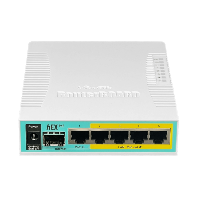 HEX-POE MIKROTIK req-cable L4 5-1000(4-PoE) 1-SFP USB 10-57V inc/24V RB960PGS
