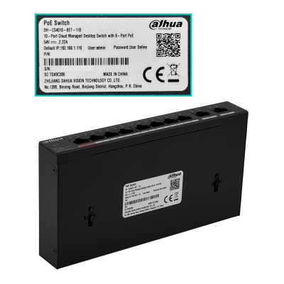 CS4010. DAHUA Switch 8-100-Poe++af/at 2-1000 110W-tot Admin inc-54V