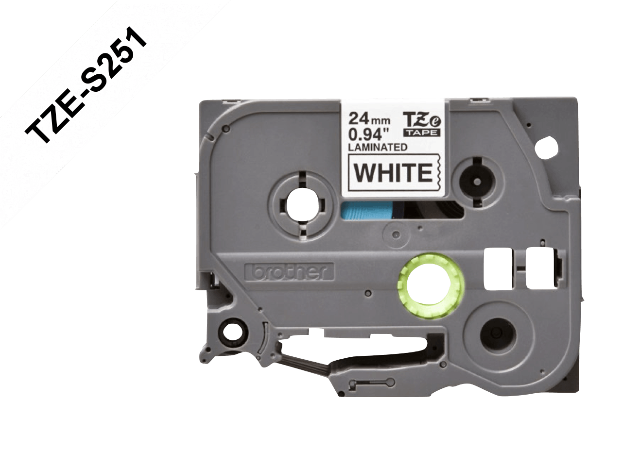 TZE-S251 BROTHER cinta de rotulación 24mm negro sobre blanco, largo 8 metros, compatible con equipos PT-E550WVP/D600VP