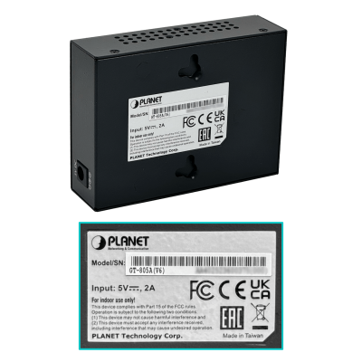 GT-805A Planet 1-1000 1-SFP Convertidor de Medios Gigabit Semi-Gestionable inc-5VDC/2,5A