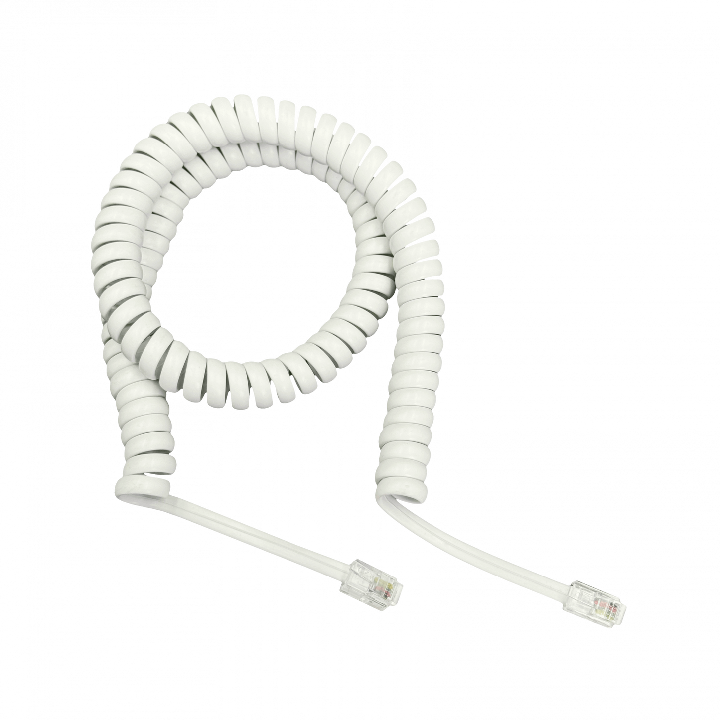 MT-1270. MACROTEL RJ9 Macho-Macho 3mt Cable Auricular Enrollado 4P4C-7,7mm Blanco