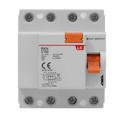 DIFERENCIAL-63A4 LS Interruptor Diferencial 4x63A 3P+1N 30mA BTDIN Proteccion RKN 72mm
