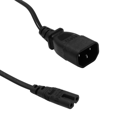 CCM8 0,8mt Negro Tipo-8-C7-Receptáculo a C14-Enchufe Conductor de Energía 3A 2x0,75mm2 80cm