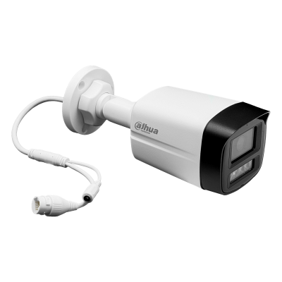 HFW1239. Cámara bala DAHUA 2 megapíxeles lente fija 2,8mm PoE alcance infrarrojo 30 metros IP67 audio PoE IP inteligencia artificial
