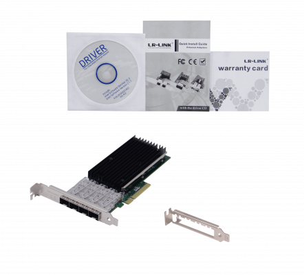 PCIE-4SFP+ LRLINK Adaptador de Red para Servidor PCIe x8 con 4 puertos SFP+ 10G, modelo LREC9804BF, basado en chip Intel XL710