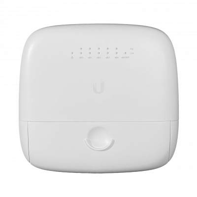 EP-R6 Router de exterior UBIQUITI con regleta de 24V, alimentación PoE pasiva de 24V y 30W, puerto SFP incluido, banda de 5 GHz y alcance de hasta 1000 metros.