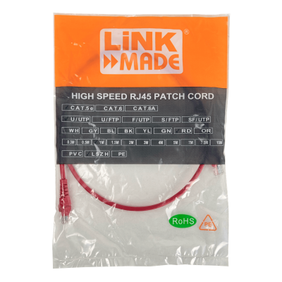 CPR-10L LINKMADE 1MT CAT5E ROJO LSZH CABLE PATCH INYECTADO MULTIFILAR