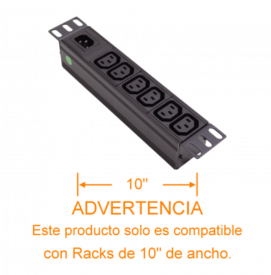 RG106-C13 PDU 10A Enchufes 6-Hembra-C13 1-Macho-C14 Rack-10-pulgadas sin-cable
