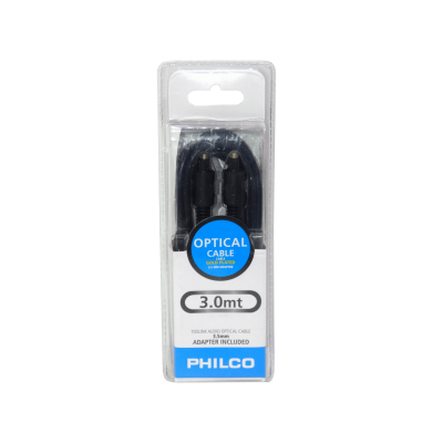TOSLINK-3M PHILCO Cable de Audio Óptico 3,0 metros 3m 300cm con Adaptador-3,5mm