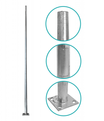 POSTEC-5M Poste Troncocónico 5 metros 3mm Placa Base-250x250x12mm sin-Canastillo Diámetro-120/60mm