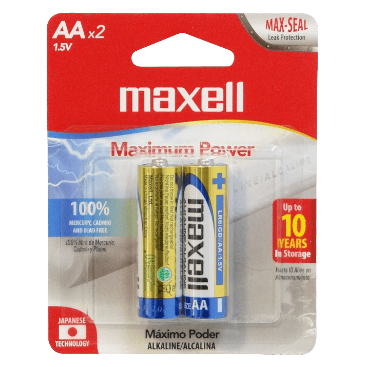 AA-AP MAXELL 2-Pilas-AA Alcalinas LR6 1.5V 1,5V LR06BP2 Alkaline Blister