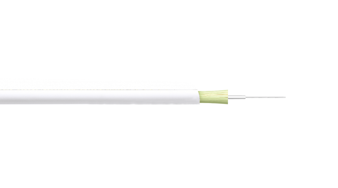 CFSR1 Bobina de 500 metros de fibra óptica monomodo G657A2 interior, cubierta PVC blanca redonda de 3.0mm, núcleo/revestimiento 9/125
