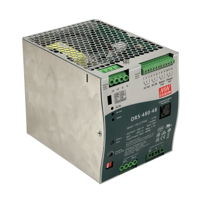 DRS-480-48 MEANWELL 48VDC 10A 480W 10-100AH RJ45 Anch-110mm req/100-277V Riel-DIN