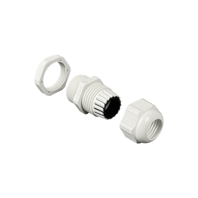 PG-16 Prensaestopas de PVC blanco con contratuerca para cable de 10 a 14mm