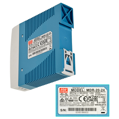 MDR-20-24 MEANWELL Fuente de alimentación 24VCC 24W 1A Regulable Ancho-24mm Carril-DIN