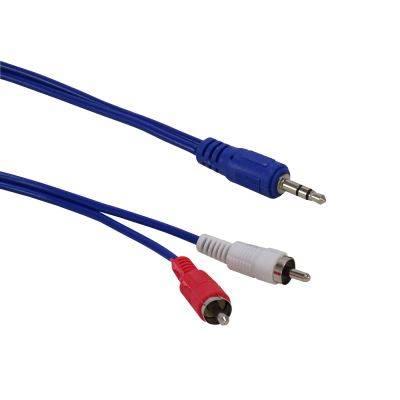 AUDIO-5MR Cable de 5 metros con conector macho estéreo de 3,5mm a 2 conectores RCA macho, tipo plug-phone de 1/8 pulgada