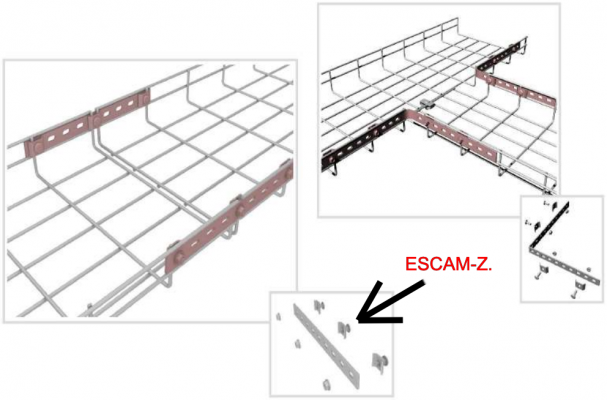 ESCAM-A LINKCHIP Barra de Unión Múltiple 550x18x4mm para Escalerilla Tipo Canasto de Malla de Alambre