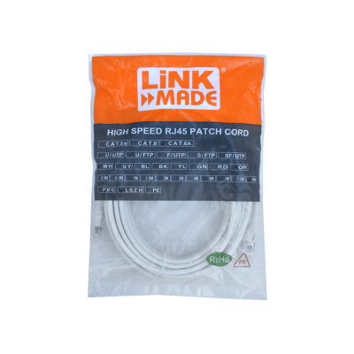 C6AW-100 LINKMADE 10mt Cat6a U/FTP Blanco LSZH Cable Patch Inyectado Multifilar