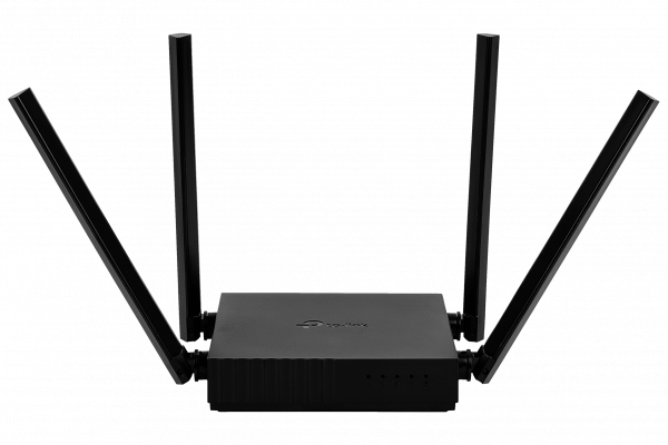 C50 Router TP-LINK AC1200 con velocidad de 867 Mbps en banda de 5 GHz y 300 Mbps en banda de 2.4 GHz equipado con 4 antenas fijas, 4 puertos de 100 Mbps y 1 puerto WAN