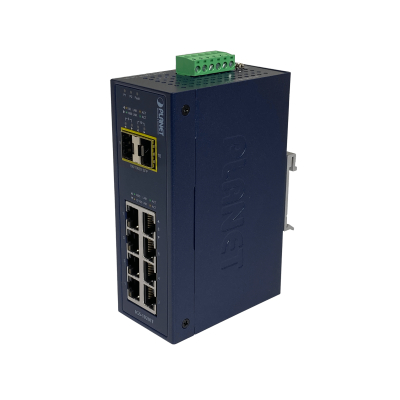IGS-1020TF PLANET 8-1000 2-SFP Switch Industrial no-Admin Riel-DIN 12-48VDC 24VAC