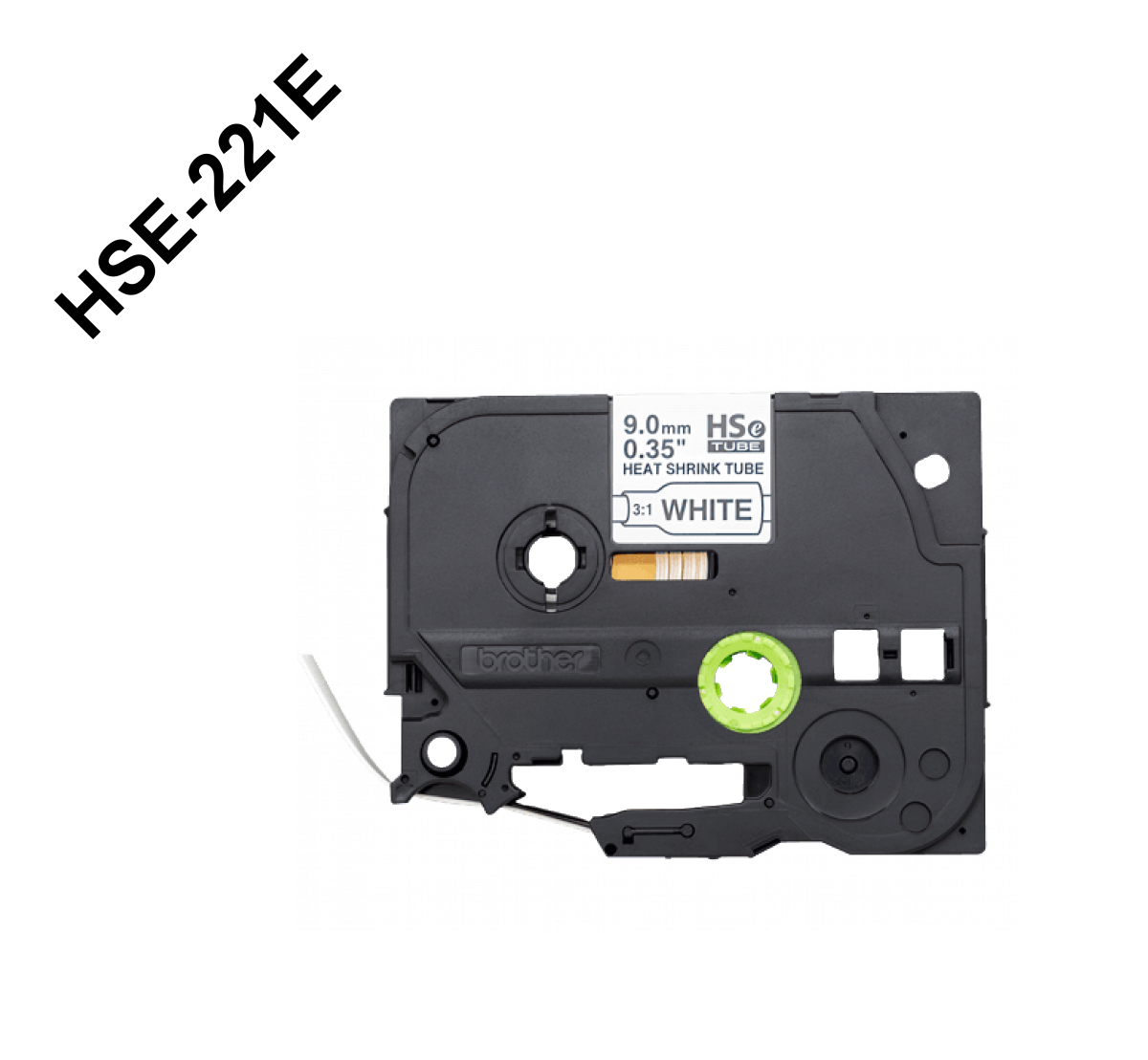 HSE-221E BROTHER 9mm Termocontraíble 1,6-5,4mm Negro sobre Blanco Tubo 1,5 metros