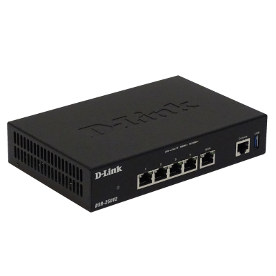 DSR-250V2 D-LINK 3 Puertos 1000Base-T 1-WAN 1-Puerto de Configuración Consola-RJ45 USB IPS Enrutador incluye 12V/1,5A