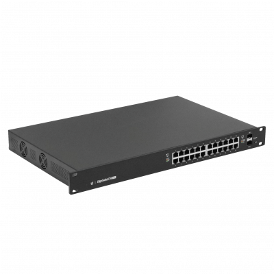 ES24-250W UBIQUITI Switch capa 3 administrable 24 puertos 10/100/1000 PoE 24/48V af/at 200W total 2 SFP Servidor DHCP