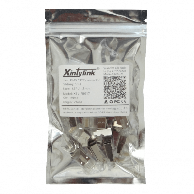 RJ7-15 CAT7 1,5mm RJ45 8P8C Bolsa 10-Conectores Machos Crimpeables oro-50um