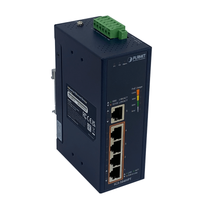 IGS-504HPT PLANET Conmutador 5 Puertos 1000Mbps 4-PoE+120W-Total Carril DIN Industrial 50mm requerido/12-56V