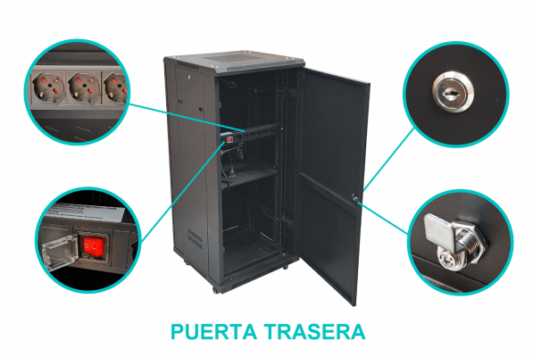 RK27-6LF Rack 27U Ciego Fondo-60cm Ancho-19pulg Piso Ruedas Bandeja-30cm PDU