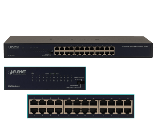 FNSW-2401 PLANET 24-100 Conmutador no-Gestionable-Capa2 Bastidor 220V-Directo Selector-de-4-modos