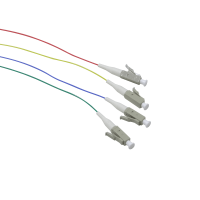 JF3L-4 Pigtail de Fibra Óptica Multimodo OM3 LC/UPC 4 fibras de 1,5 metros Núcleo 50/125um Recubrimiento 0,9mm Longitud 150cm