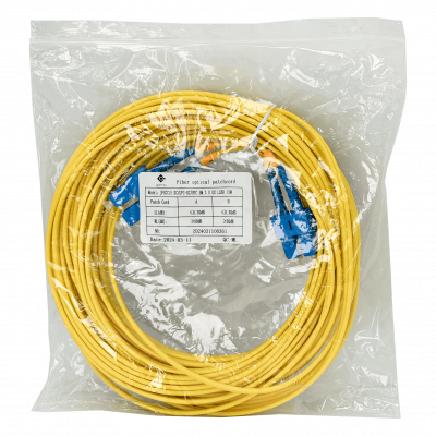 JFSCC15 Cable de fibra óptica monomodo dúplex de 15 metros con conectores SC-SC/UPC, núcleo de 9/125 µm y cubierta de 3 mm