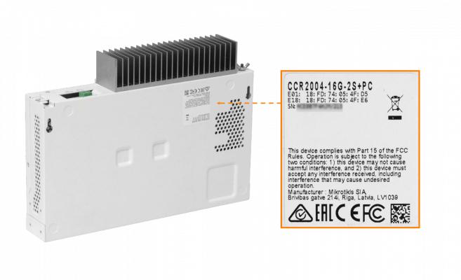 CCR2004-16G-2S+PC MIKROTIK EnfriamientoPasivo 4-1,2GHz 16-1000 2-SFP+10G L6 2/36-57VDC incl/1x48V