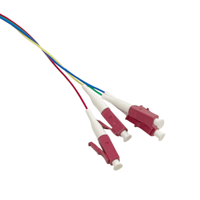 JF4L-4 Pack de 4 pigtails LC/UPC multimodo OM4 de 1.5 metros, fibra 50/125um con revestimiento de 0.9mm
