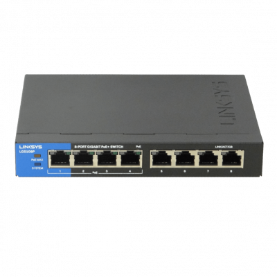 LGS108P LINKSYS Conmutador No Administrable de 8 Puertos 1000 (4 PoE+) con Presupuesto Total de 50W, Incluye Fuente 54V/65W